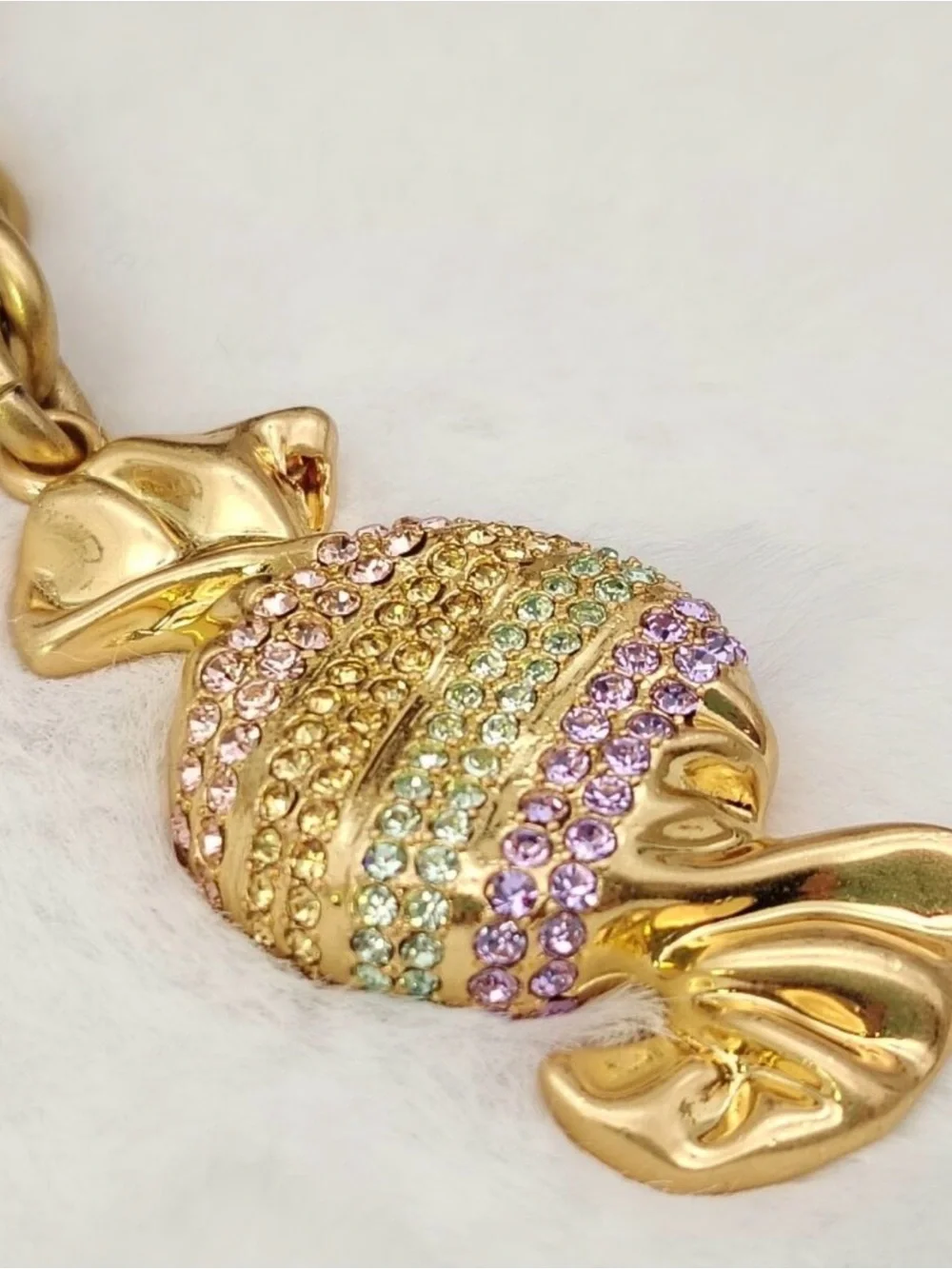 Gold Candy Bag Charm & Keys with Pastel Crystal Accents